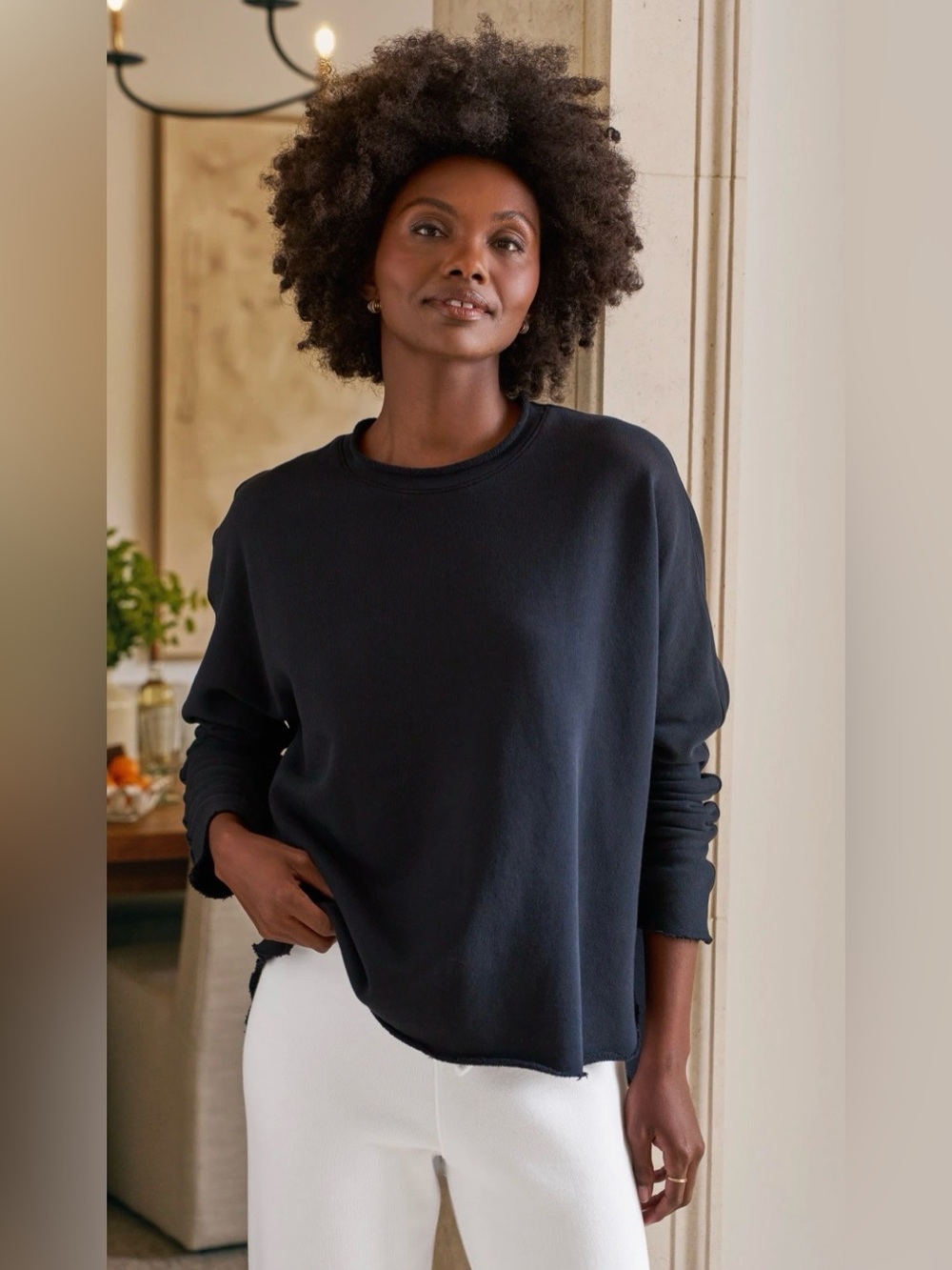Frank & Eileen Anna Long-Sleeve Triple Terry Capelet Navy Size Large